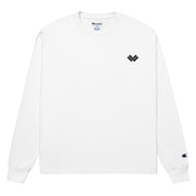 Lax World Cradle Long Sleeve B/W Lacrosse Tee By Champion - White Front 