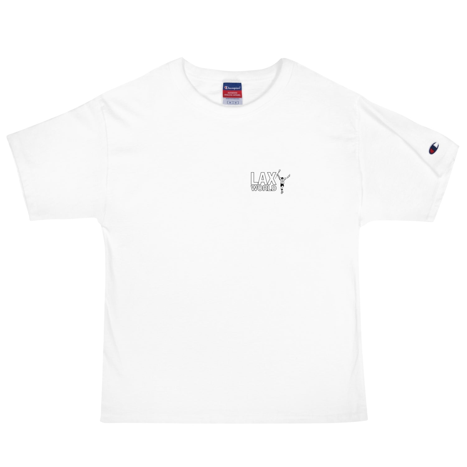 Premium LAX World x Champion's White Heritage Lacrosse Shirt - White Front 