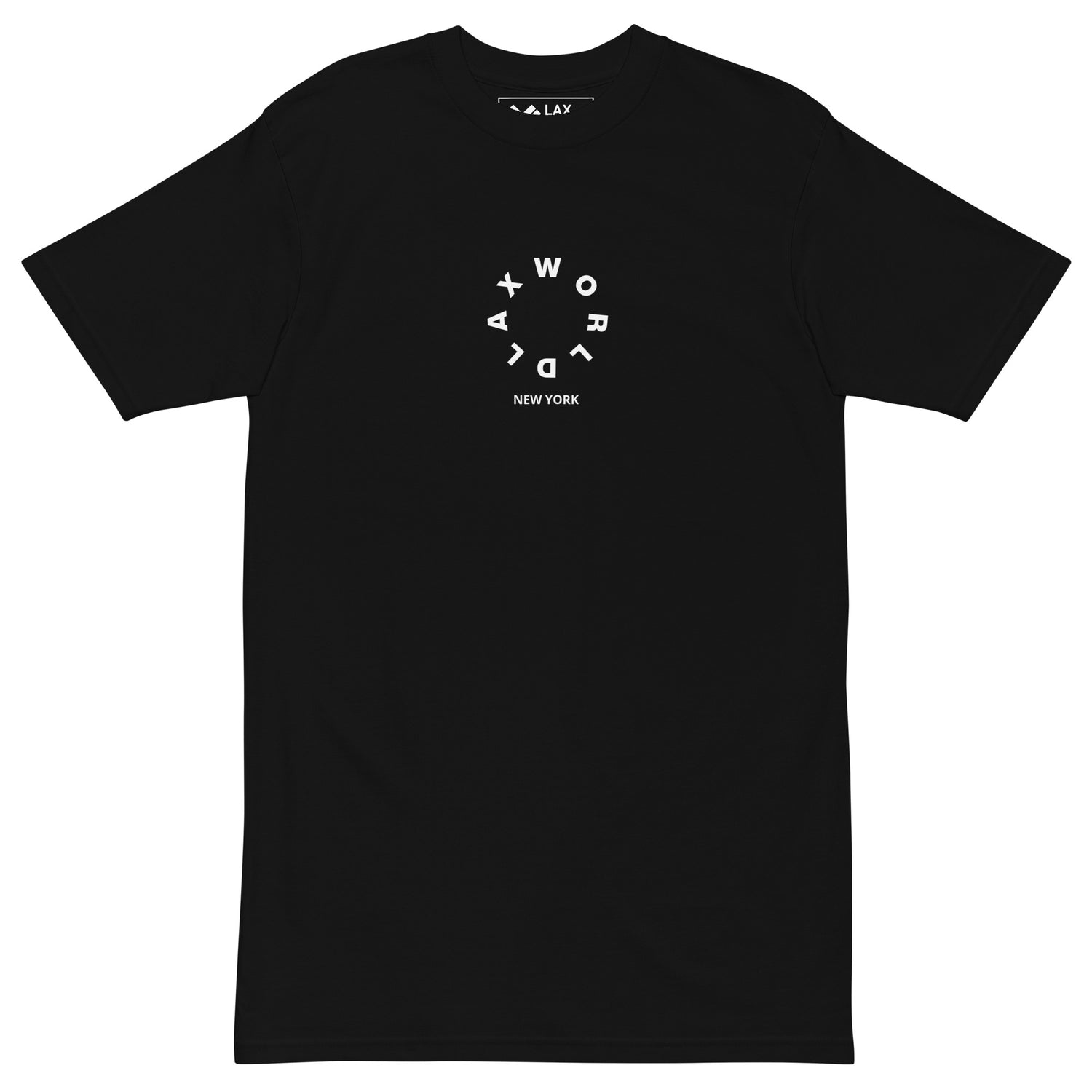 Black Oversized Wordmark Crew Neck Lacrosse T Shirt - Front 