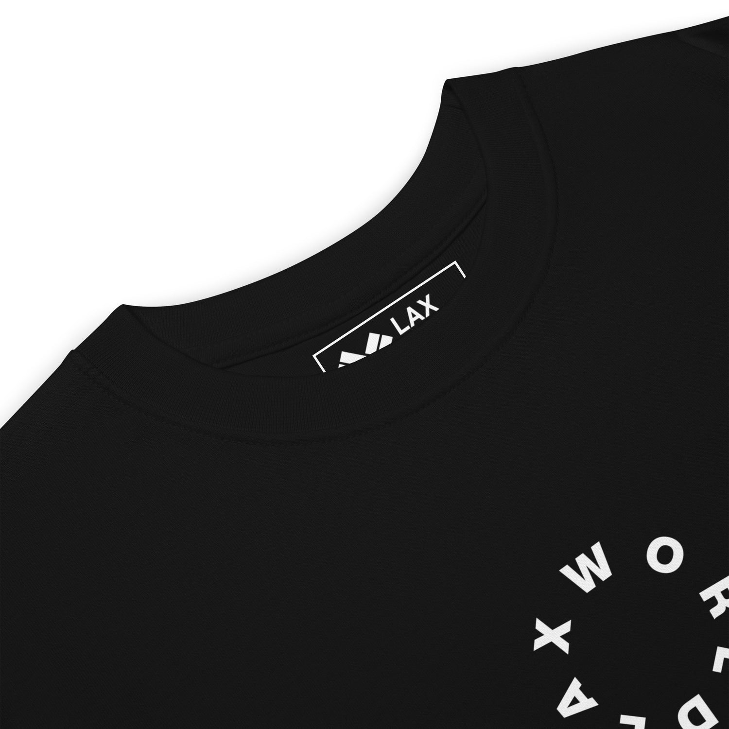 Black Oversized Wordmark Crew Neck Lacrosse T Shirt - Black Front Top 