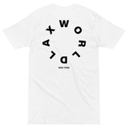 White Oversized Wordmark Crew Neck Lacrosse T Shirt - White Front with Black Text Design 