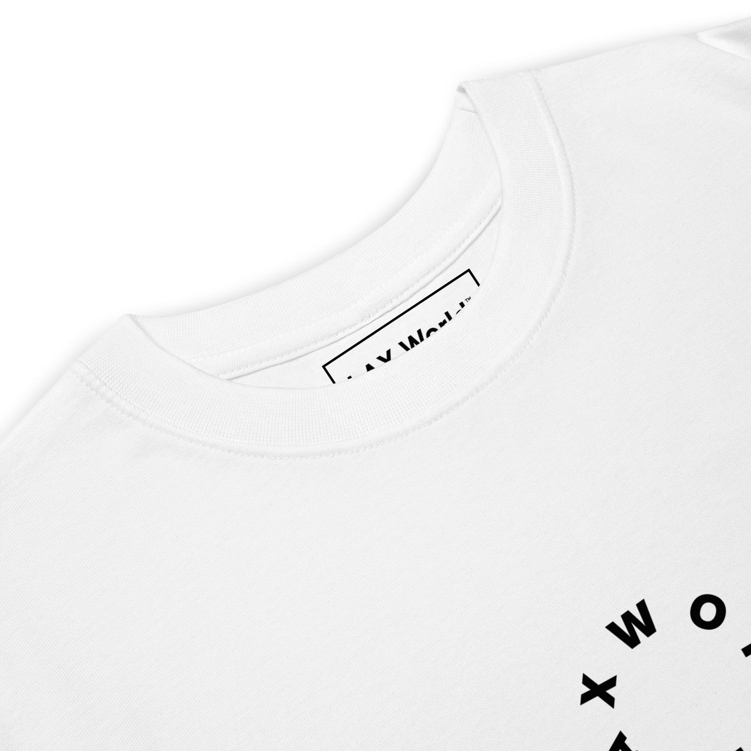 White Oversized Wordmark Lacrosse Crewneck Collar