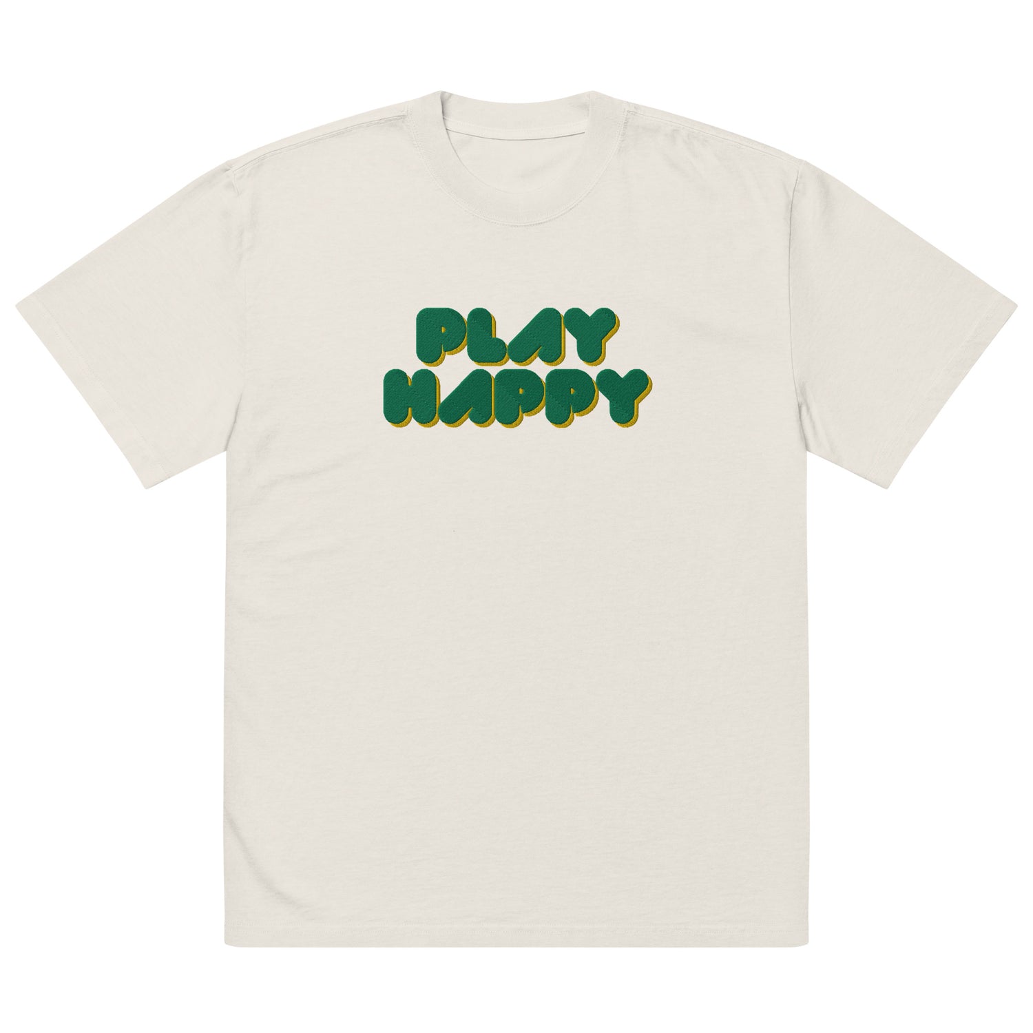 White Premium ‘Play Happy’  Oversized Lacrosse Faded T-shirt Front