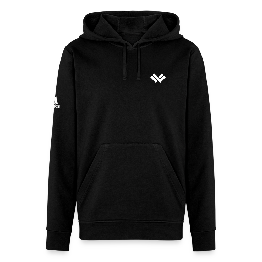 LAX World x Adidas Unisex Fleece Lacrosse Hoodie - black  Front with Logo 