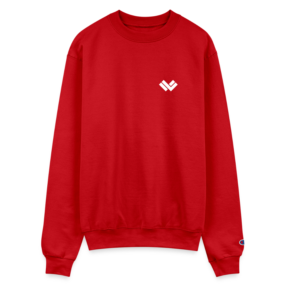 Champion’s Unisex Multi-shaded Powerblend Lacrosse Sweatshirt - Red Front 