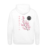 “The Global Game” Unisex Heavyweight White Lacrosse Hoodie  - White Front with Logo 
