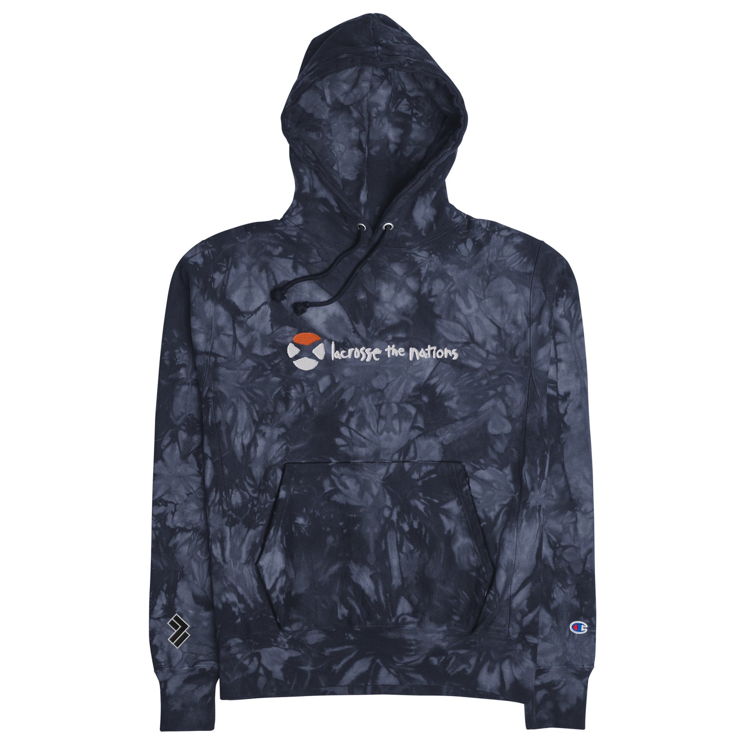 Embroidered Lacrosse Hoodie Tie Dye by Champion Navy