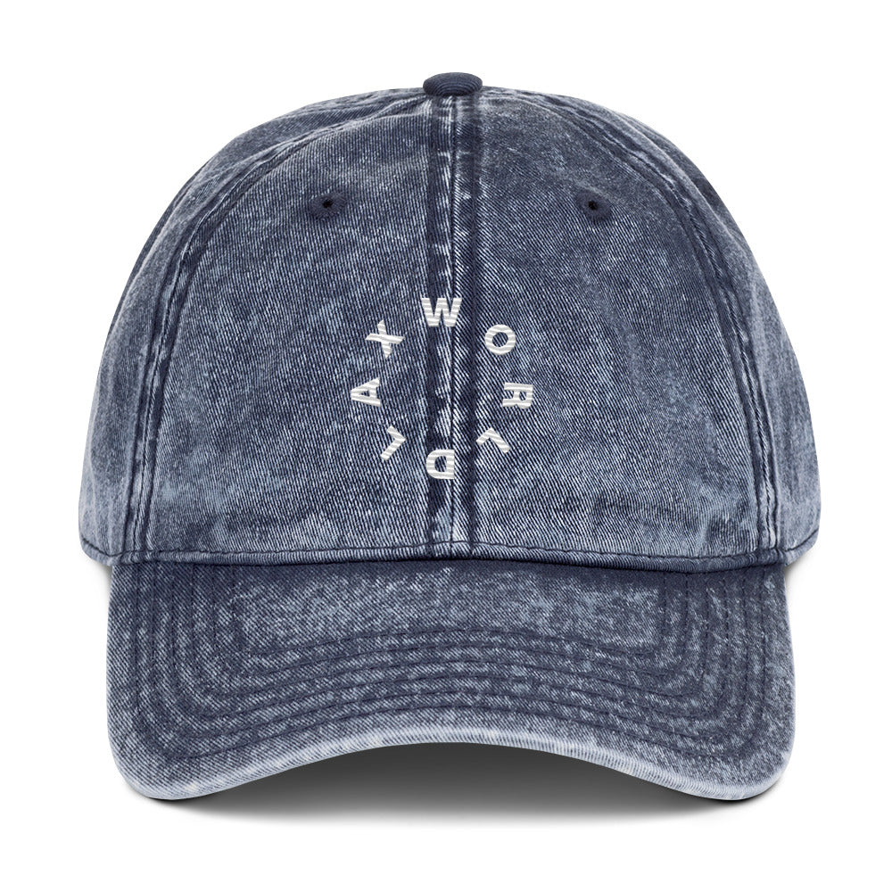 Lax World Vintage Twill Multi Shaded Denim Lacrosse Hat  - Navy Front 
