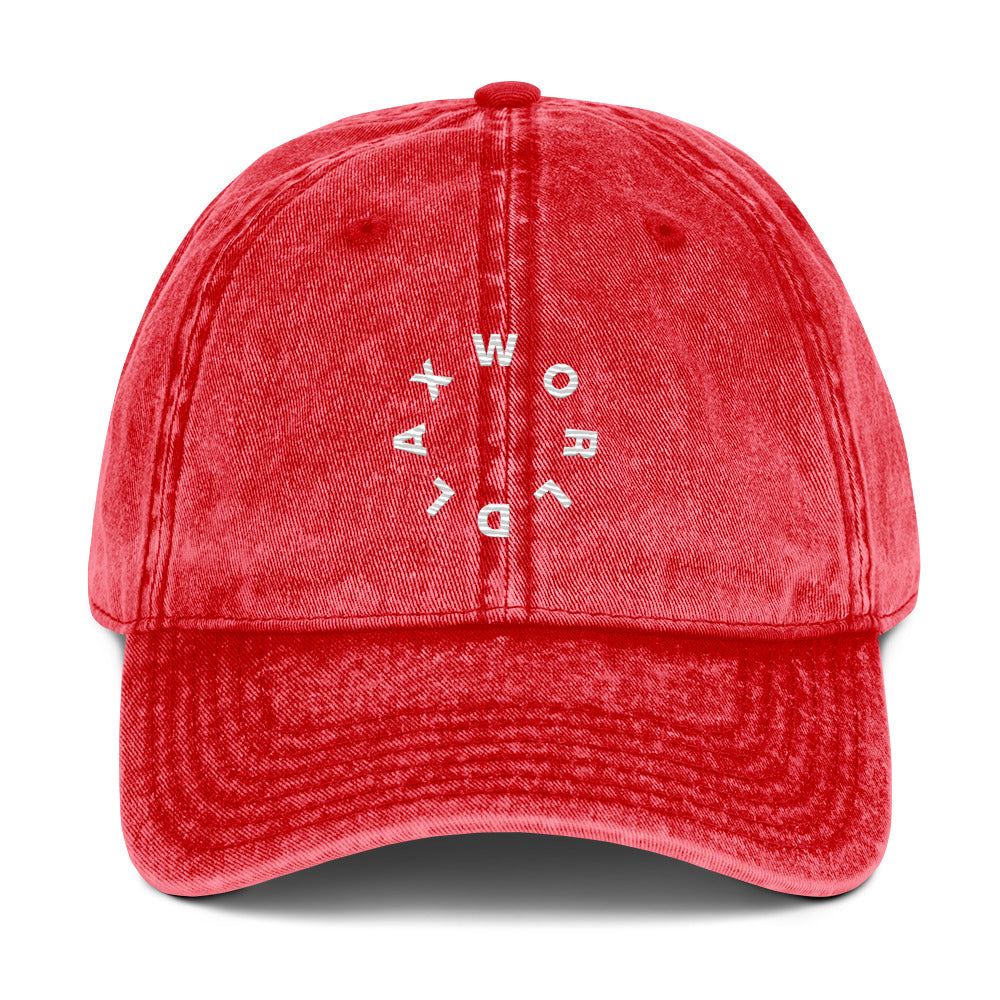 Lax World Vintage Twill Multi Shaded Denim Lacrosse Hat  - Red Front 
