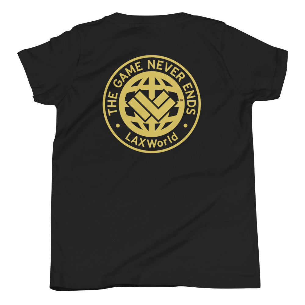 LAX World Kids Favorite “The Game Never Ends…” Black Lacrosse Tee | Black | Kids Collection